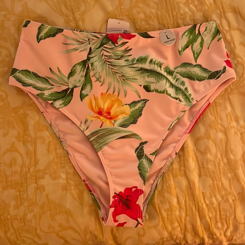 NWT HIGH WAIST BIKINI BOTTOMS sz L